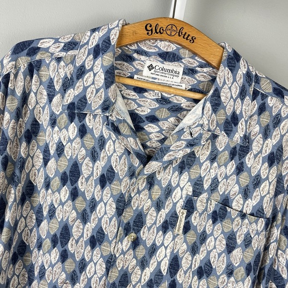 Columbia Other - Columbia‎ Sportswear Hawaiian Shirt Mens XXL Rayon Linen Leaf Feather Print Y2K
